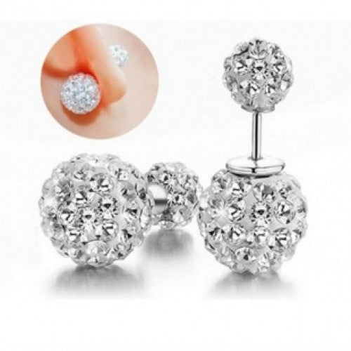 Earrings Crystal Disco Ball Stud Earrings Vintage Fine Jewelry for Women Fashion Sterling Silver Jewelry Shamballa