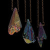 Antique Bronze Chain Rainbow Colored Pendant Necklace - Rainbow Titanium Aura Raw Natural Stone Irregular Rough Quartz